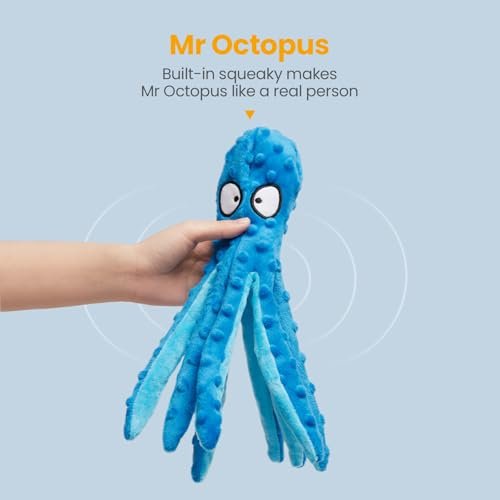 Durable Squeaky Octopus Dog Toy: No Stuffing, Crinkle Plush for Teething Puppies - Image 2