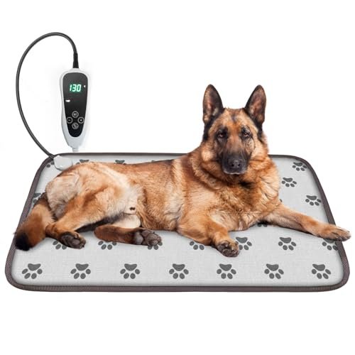 GOLOPET Large Dog Heating Pad 34x21in Waterproof Pet Heating Pad for Dogs Smart Thermostat Switch, Whelping Supplies Heated Dog Bed,Adding Wire Rope Wires Puppy Heating Pad Mat-Whelping Box for Dogs