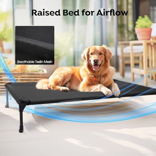 Elevated Dog Bed Cooling Mesh Cot w/ Waterproof Bolster, Indoor/Outdoor 42" - Image 6