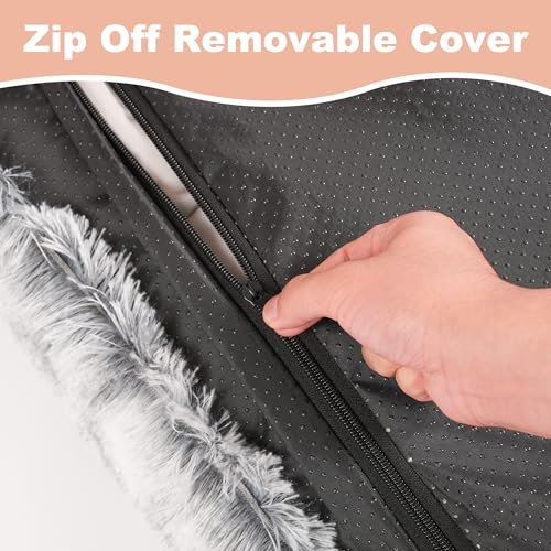 Waterproof Large Dog Crate Bed: Plush Faux Fur, Washable Cover, 35x23" - Image 4