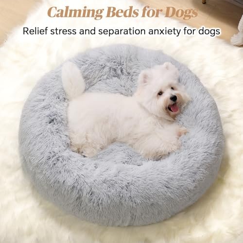 Donut Dog Bed: Calming Anti-Anxiety Plush Pet Bed for Small Dogs & Cats, 20" - Image 2