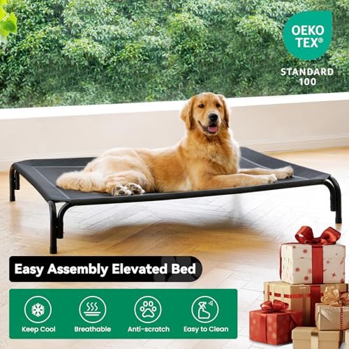Large Dog Cooling Elevated Bed Cot - No-Tool Install, Breathable Mesh, Indoor/Outdoor - Image 2