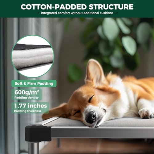 Chew-Proof Elevated Dog Bed Large Dogs 50" Outdoor Indoor Camping Cot Grey - Image 2