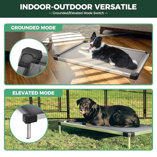 Chew-Proof Elevated Dog Bed Large Dogs 50" Outdoor Indoor Camping Cot Grey - Image 4