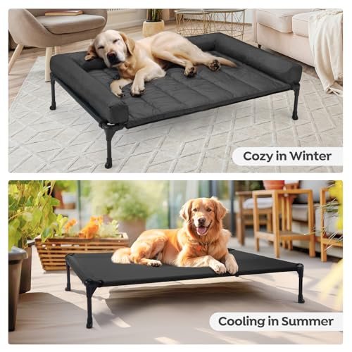 Elevated Dog Bed Cooling Mesh Cot w/ Waterproof Bolster, Indoor/Outdoor 42" - Image 5