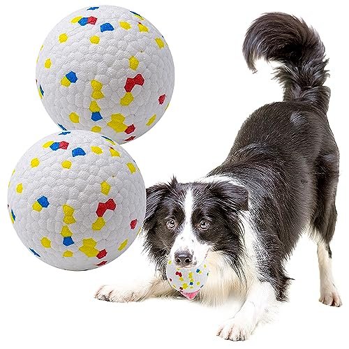 LIEVUIKEN Dog Balls Toys for Aggressive Chewers, Indestructible Bouncy Floating Balls for Dogs to Fetch, Durable Solid Rubber Ball for Training (2 PCS)