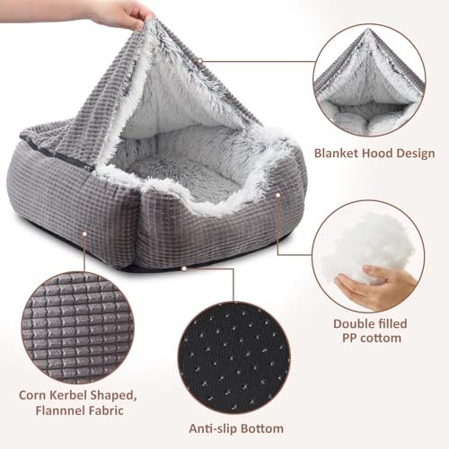 Orthopedic Dog & Cat Cave Bed: Cozy, Washable Medium Large Pets Blanket Nest - Image 6
