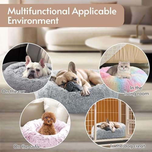 Calming Donut Pet Bed: Anxiety Relief Soft Plush Round Cuddle Cushion for Small Dogs - Image 6