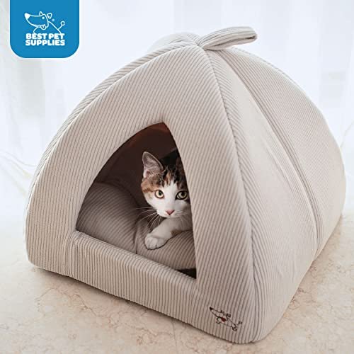 Cozy Pet Tent Bed: Soft Corduroy Hideaway for Dogs & Cats, 16" Comfort Zone - Image 5