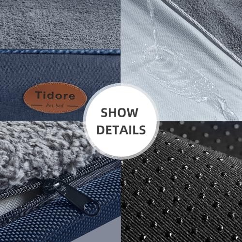 Orthopedic Dog Bed Medium Large Dogs Waterproof Washable Navy Blue - Image 6