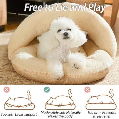 Cozy Slipper Pet Bed: Soft Plush Cave for Cats & Dogs, Self-Warming, 25lbs - Image 4
