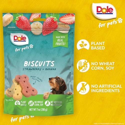 Dole Pets Banana Strawberry Dog Treats | Vegan Crunchy Biscuits | Grain Free Healthy Snack - Image 4