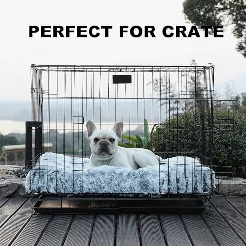 Waterproof Large Dog Crate Bed: Plush Faux Fur, Washable Cover, 35x23" - Image 3