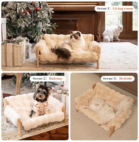 Luxury Cat Sofa Bed - Elevated Wooden Couch with Washable Cover for Indoor Pets - Image 6