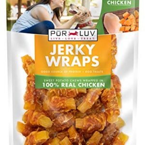 Pur Luv Chicken & Sweet Potato Jerky Wraps, Rawhide-Free Dog Treats, 16 oz
