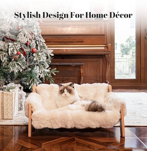 Luxury Cat Sofa Bed - Elevated Wooden Couch with Washable Cover for Indoor Pets - Image 2
