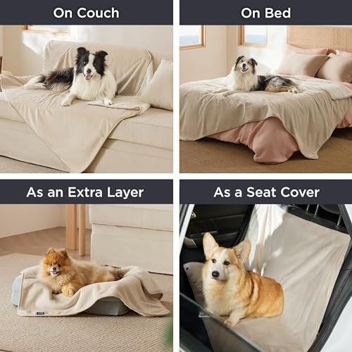 Waterproof Dog Blanket: Sherpa Fleece Pet Bed Cover, Large, Soft, Twin Cream - Image 4
