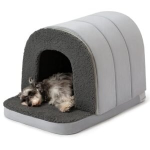 Pelzin Orthopedic Dog Bed House - Dog House Indoor with Egg-Crate Foam - Tent Bed with Waterproof Lining & Nonskid Bottom, Ideal for Large Breeds & Fits 36-Inch Crate - 35"x22", Charcoal
