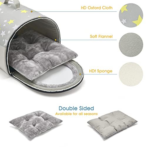 Jiupety Cozy Dog Cave Bed: Portable Foldable Pet House for Small Dogs, Grey, 24" - Image 2