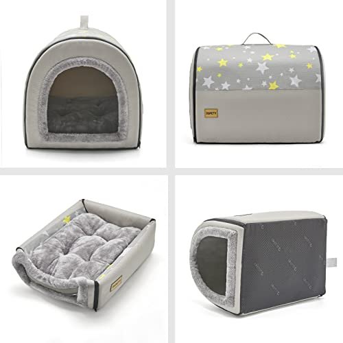 Jiupety Cozy Dog Cave Bed: Portable Foldable Pet House for Small Dogs, Grey, 24" - Image 3