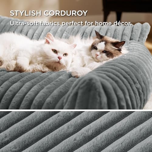 Bedsure Soft Cat & Small Dog Sofa Bed - Cozy Corduroy Pet Couch, Washable Cover - Image 4