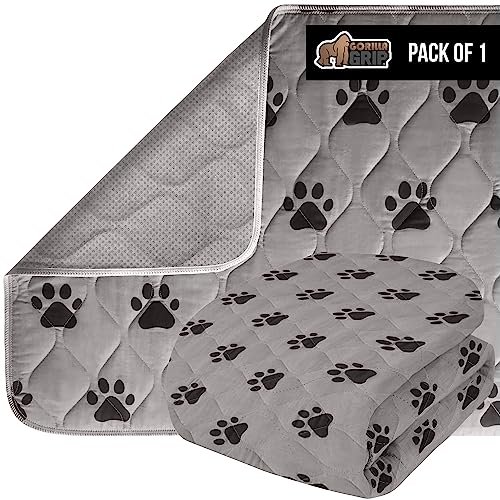 GORILLA GRIP Washable Puppy Pads, 40x26, Slip Resistant Dog Crate Mat, Waterproof Cloth Pee Pad for Training Puppies in Playpen, Reusable Pet Incontinence Blanket, Protects Sofa, Furniture, Floors