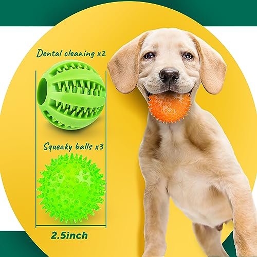 Interactive Dog Chew Balls: Squeaky Teething Toys for Small Breeds - Dental Care Set - Image 2