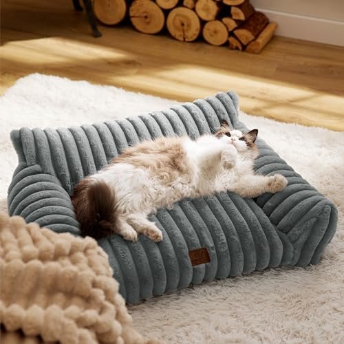 Bedsure Soft Cat & Small Dog Sofa Bed - Cozy Corduroy Pet Couch, Washable Cover - Image 8