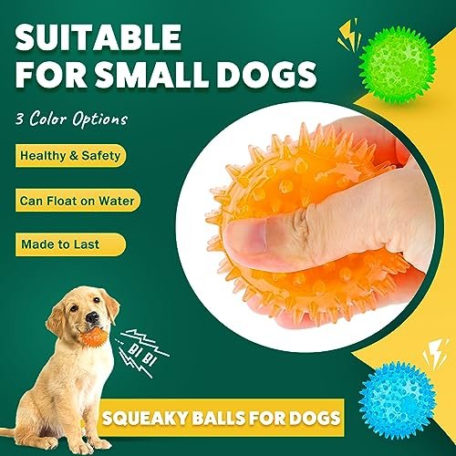 Interactive Dog Chew Balls: Squeaky Teething Toys for Small Breeds - Dental Care Set - Image 3