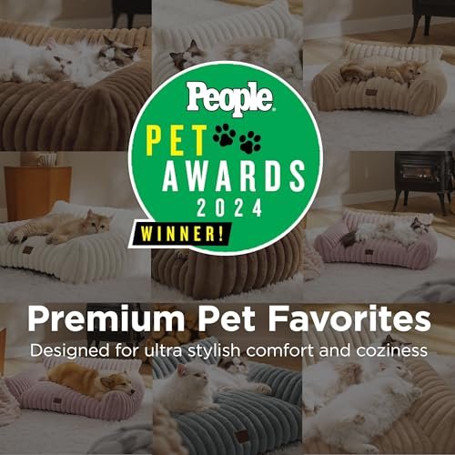 Bedsure Soft Cat & Small Dog Sofa Bed - Cozy Corduroy Pet Couch, Washable Cover - Image 2